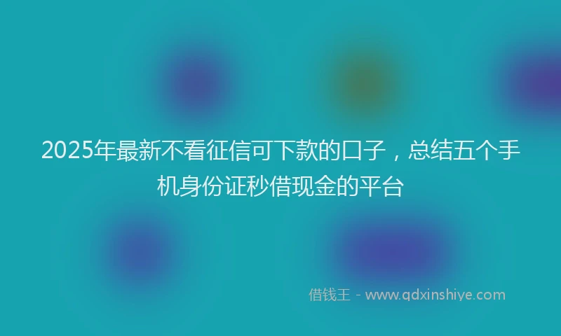 2025年最新不看征信可下款的口子，总结五个手机身份证秒借现金的平台