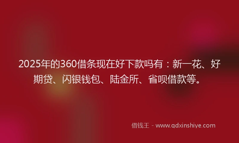 2025年的360借条现在好下款吗有：新一花、好期贷、闪银钱包、陆金所、省呗借款等。