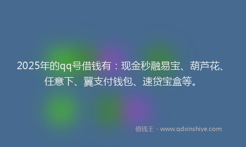 2025年的qq号借钱有：现金秒融易宝、葫芦花、任意下、翼支付钱包、速贷宝盒等。