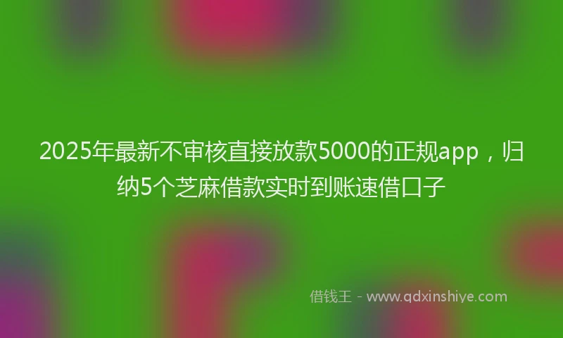 2025年最新不审核直接放款5000的正规app，归纳5个芝麻借款实时到账速借口子
