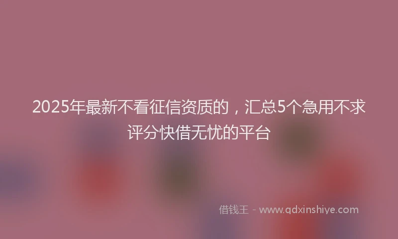 2025年最新不看征信资质的，汇总5个急用不求评分快借无忧的平台