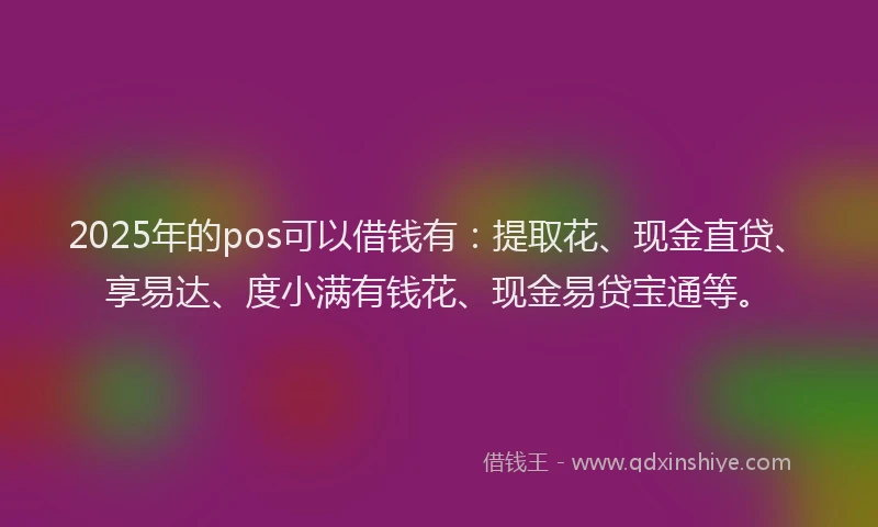 2025年的pos可以借钱有：提取花、现金直贷、享易达、度小满有钱花、现金易贷宝通等。
