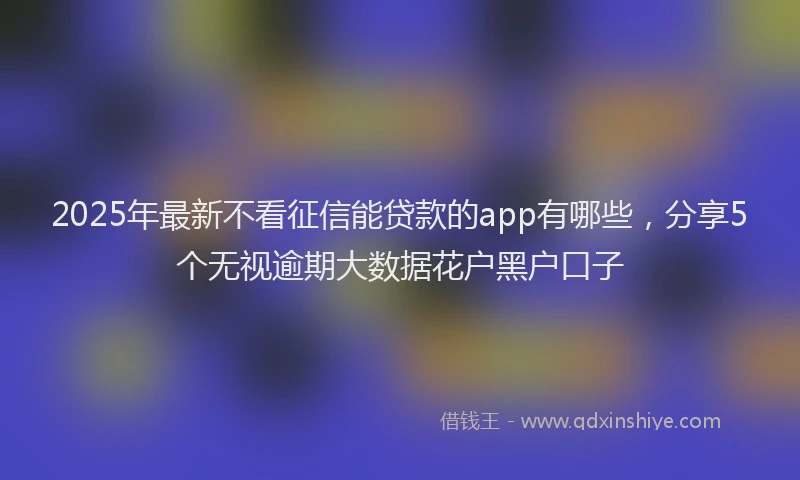 2025年最新不看征信能贷款的app有哪些，分享5个无视逾期大数据花户黑户口子