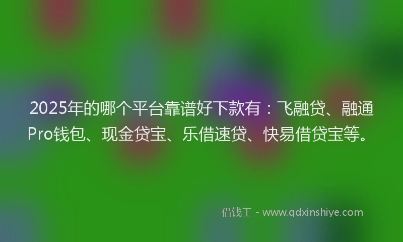 2025年的哪个平台靠谱好下款有：飞融贷、融通Pro钱包、现金贷宝、乐借速贷、快易借贷宝等。