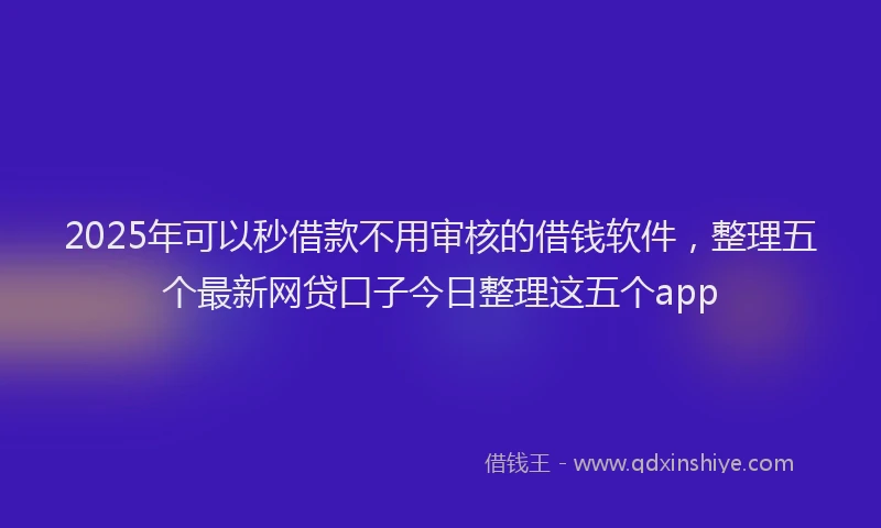 2025年可以秒借款不用审核的借钱软件，整理五个最新网贷口子今日整理这五个app