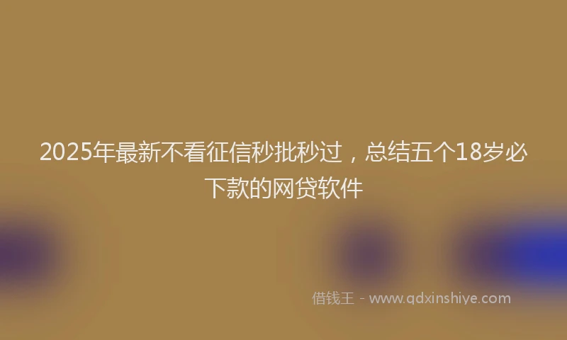 2025年最新不看征信秒批秒过，总结五个18岁必下款的网贷软件
