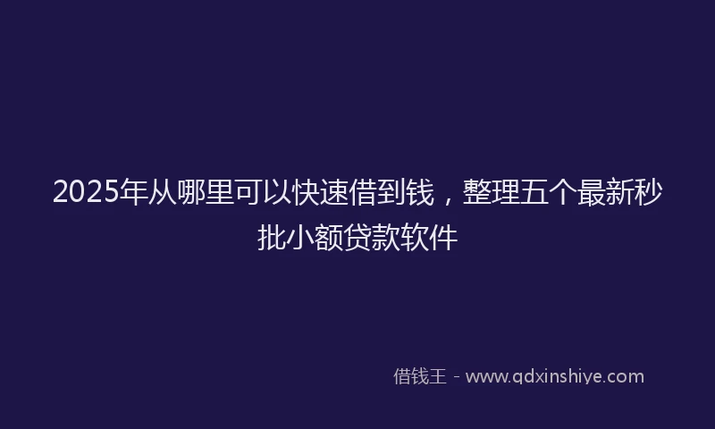 2025年从哪里可以快速借到钱，整理五个最新秒批小额贷款软件