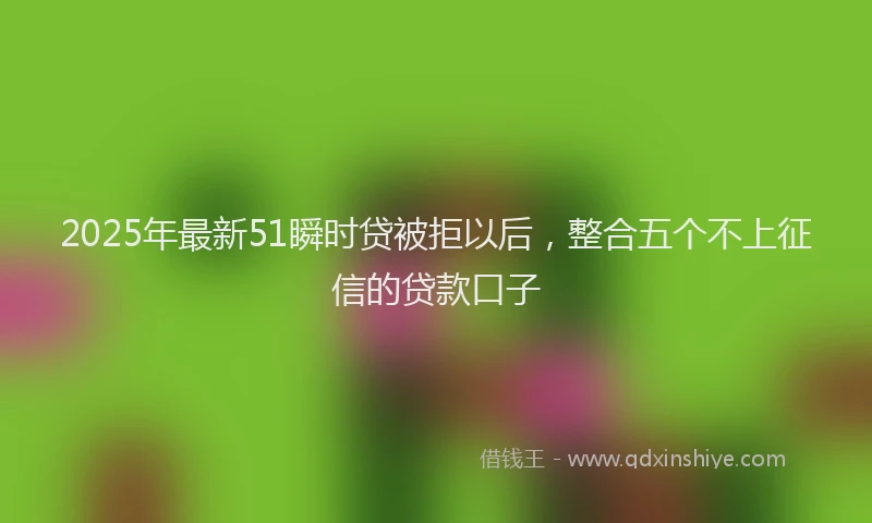 2025年最新51瞬时贷被拒以后，整合五个不上征信的贷款口子