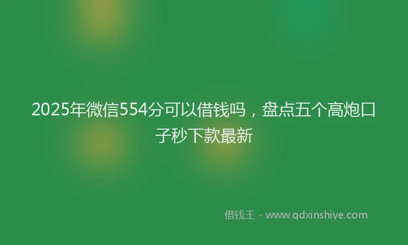 2025年微信554分可以借钱吗，盘点五个高炮口子秒下款最新