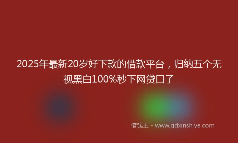 2025年最新20岁好下款的借款平台，归纳五个无视黑白100%秒下网贷口子
