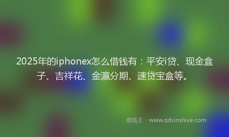 2025年的iphonex怎么借钱有：平安i贷、现金盒子、吉祥花、金瀛分期、速贷宝盒等。
