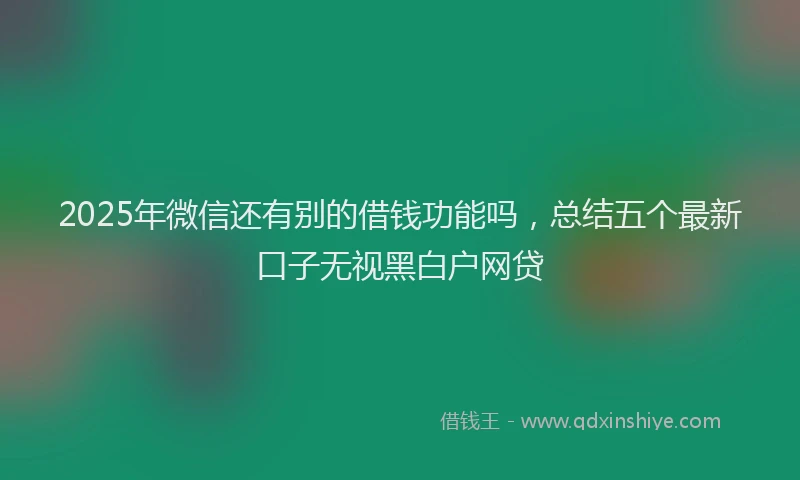 2025年微信还有别的借钱功能吗，总结五个最新口子无视黑白户网贷