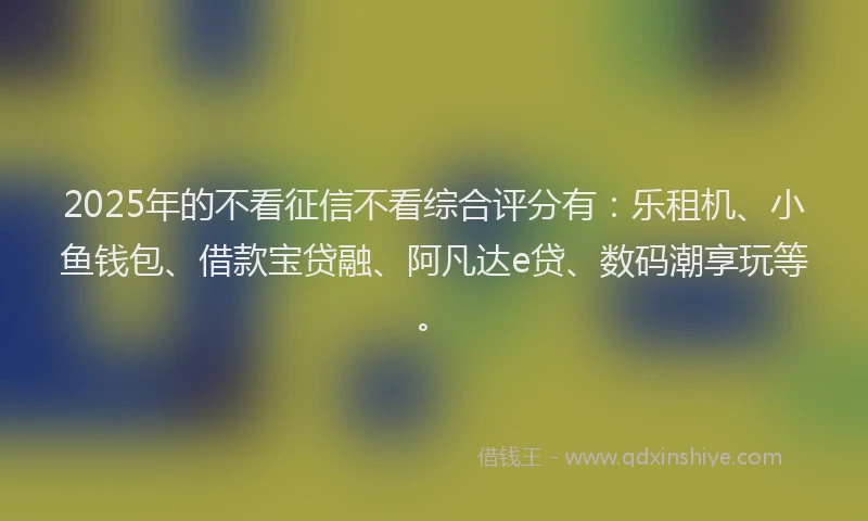 2025年的不看征信不看综合评分有：乐租机、小鱼钱包、借款宝贷融、阿凡达e贷、数码潮享玩等。