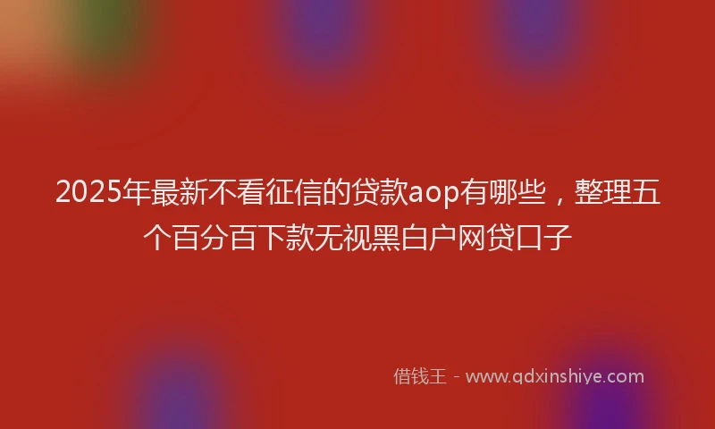 2025年最新不看征信的贷款aop有哪些，整理五个百分百下款无视黑白户网贷口子