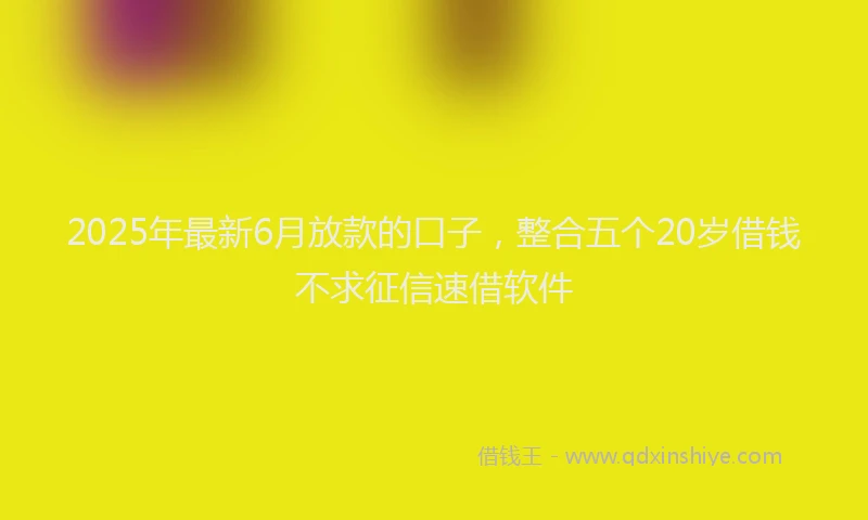 2025年最新6月放款的口子，整合五个20岁借钱不求征信速借软件