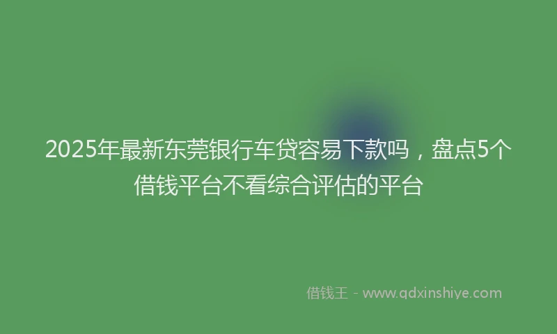 2025年最新东莞银行车贷容易下款吗，盘点5个借钱平台不看综合评估的平台