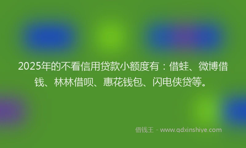 2025年的不看信用贷款小额度有：借蛙、微博借钱、林林借呗、惠花钱包、闪电侠贷等。