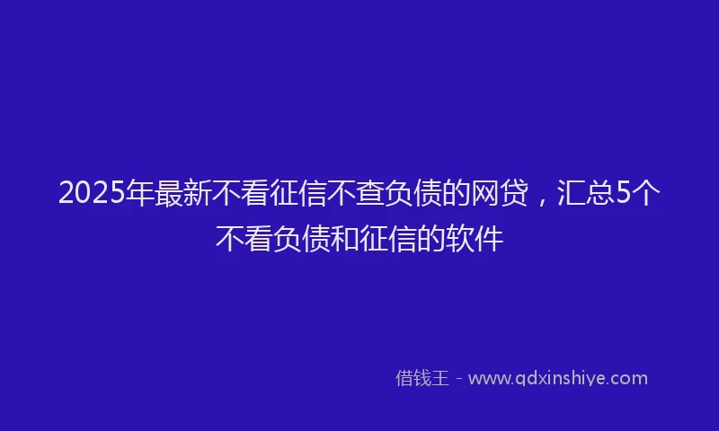 2025年最新不看征信不查负债的网贷，汇总5个不看负债和征信的软件