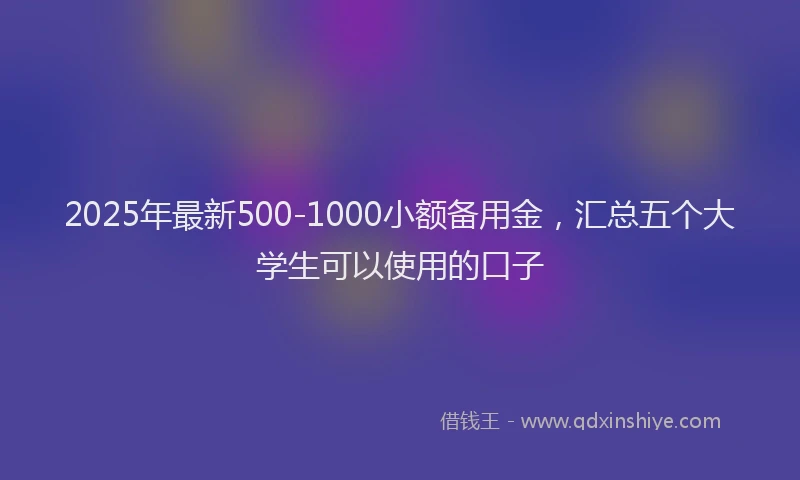 2025年最新500-1000小额备用金，汇总五个大学生可以使用的口子