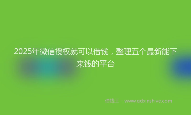 2025年微信授权就可以借钱，整理五个最新能下来钱的平台