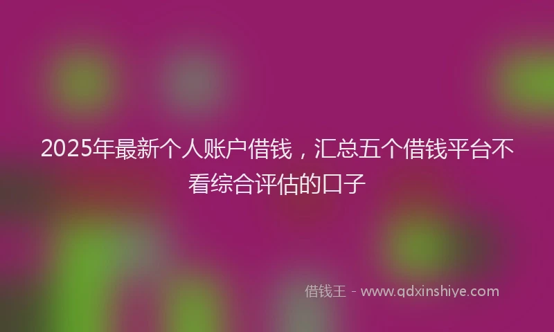 2025年最新个人账户借钱，汇总五个借钱平台不看综合评估的口子