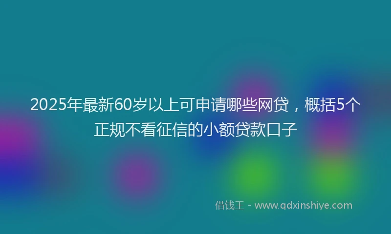 2025年最新60岁以上可申请哪些网贷，概括5个正规不看征信的小额贷款口子