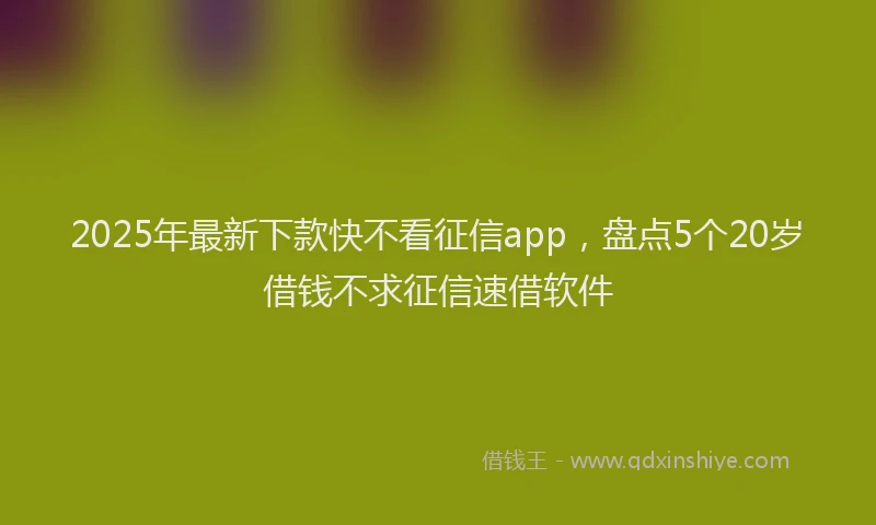 2025年最新下款快不看征信app，盘点5个20岁借钱不求征信速借软件
