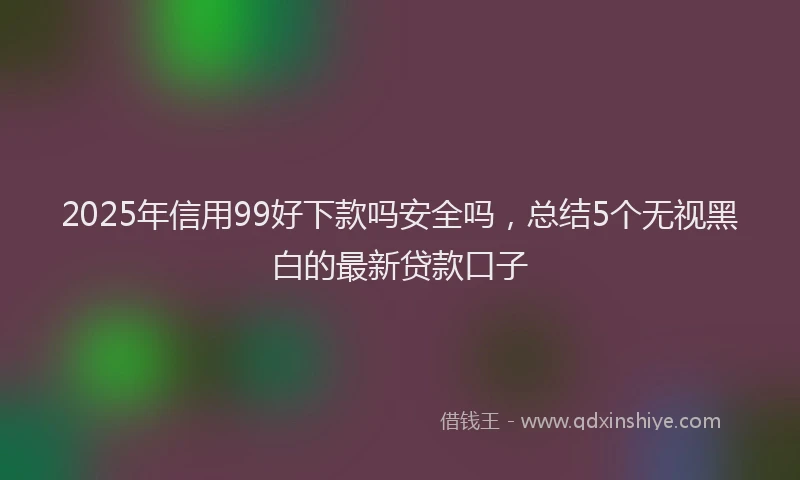 2025年信用99好下款吗安全吗，总结5个无视黑白的最新贷款口子