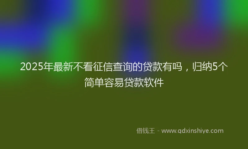 2025年最新不看征信查询的贷款有吗，归纳5个简单容易贷款软件