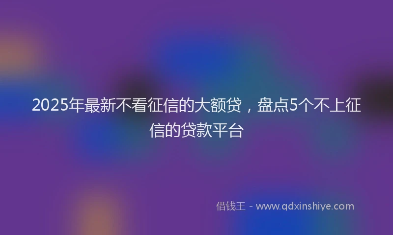 2025年最新不看征信的大额贷，盘点5个不上征信的贷款平台