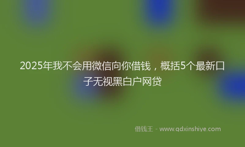 2025年我不会用微信向你借钱，概括5个最新口子无视黑白户网贷