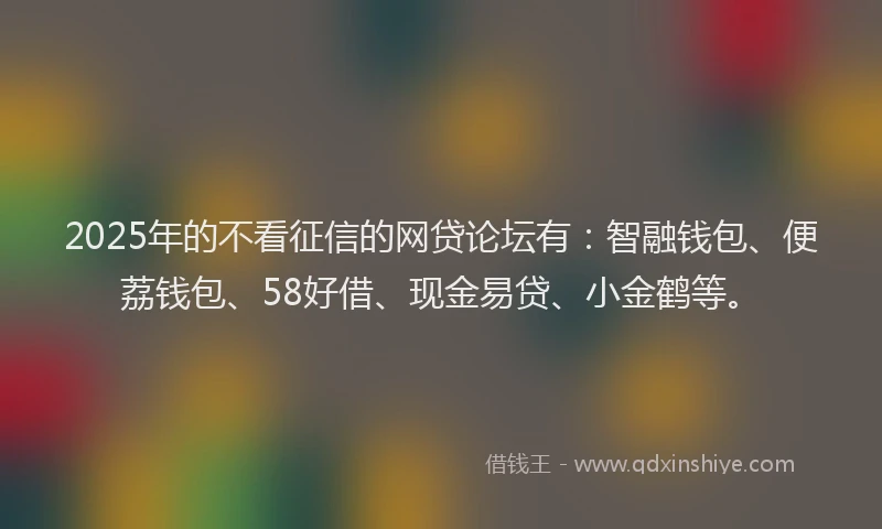 2025年的不看征信的网贷论坛有：智融钱包、便荔钱包、58好借、现金易贷、小金鹤等。
