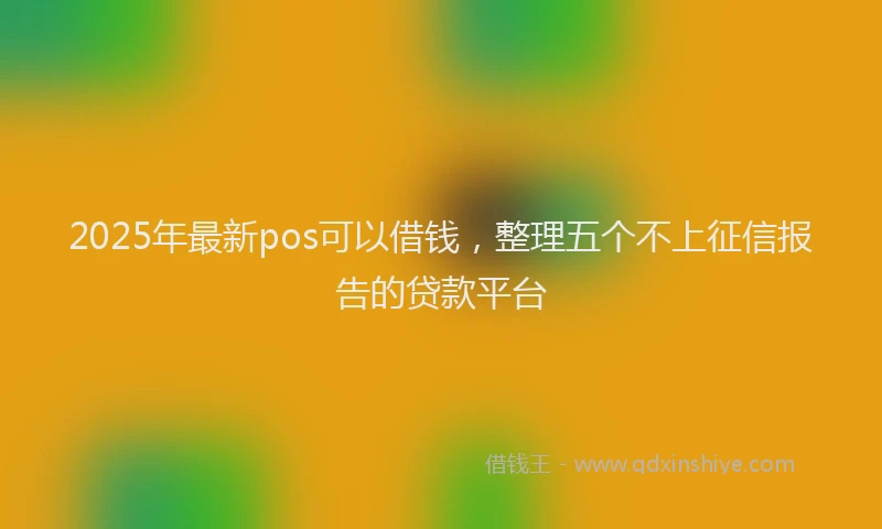 2025年最新pos可以借钱，整理五个不上征信报告的贷款平台