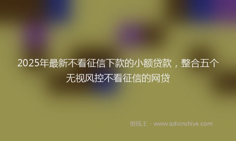 2025年最新不看征信下款的小额贷款，整合五个无视风控不看征信的网贷