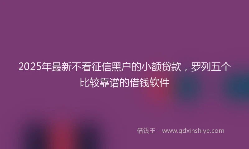 2025年最新不看征信黑户的小额贷款，罗列五个比较靠谱的借钱软件