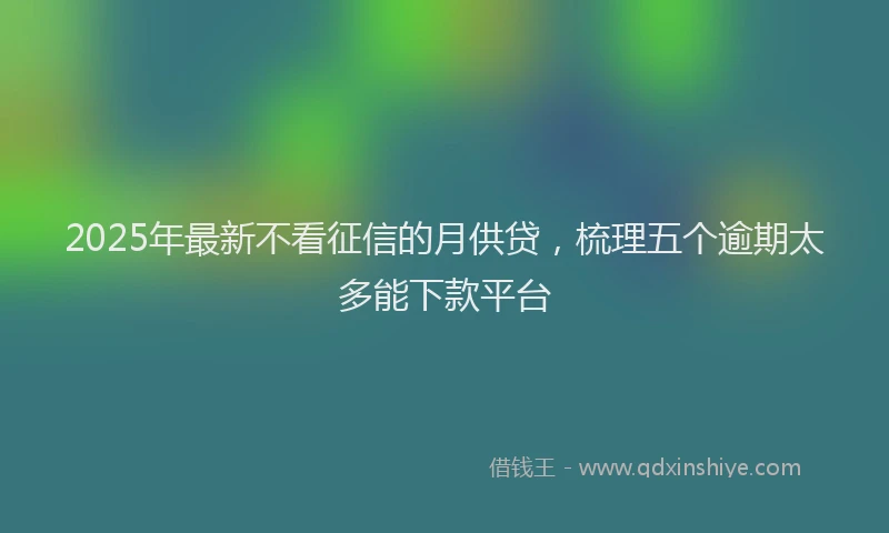 2025年最新不看征信的月供贷，梳理五个逾期太多能下款平台