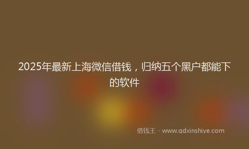 2025年最新上海微信借钱，归纳五个黑户都能下的软件