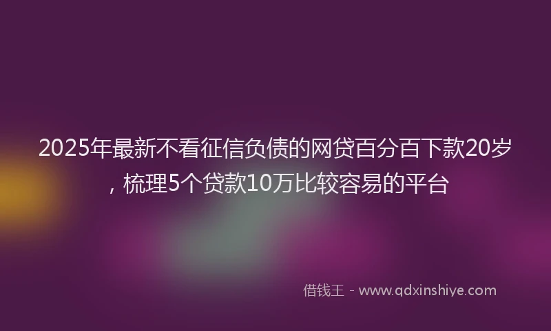 2025年最新不看征信负债的网贷百分百下款20岁，梳理5个贷款10万比较容易的平台
