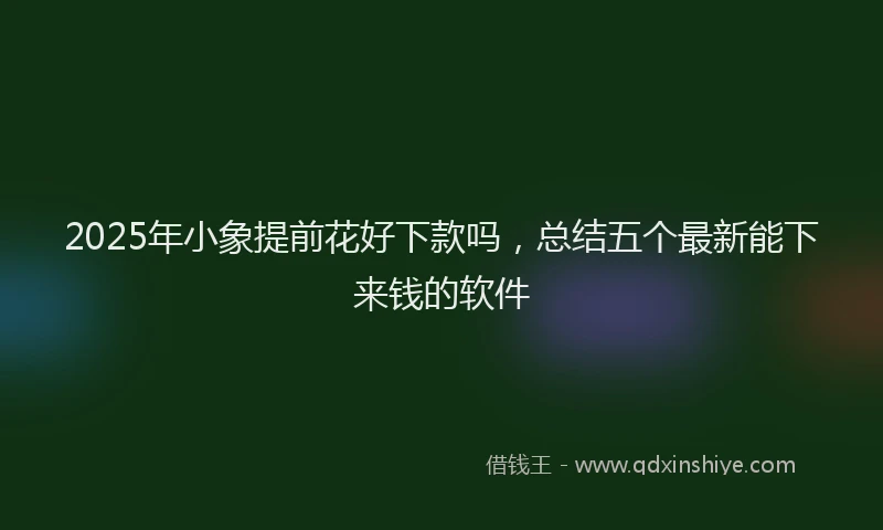 2025年小象提前花好下款吗，总结五个最新能下来钱的软件
