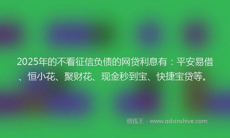 2025年的不看征信负债的网贷利息有：平安易借、恒小花、聚财花、现金秒到宝、快捷宝贷等。