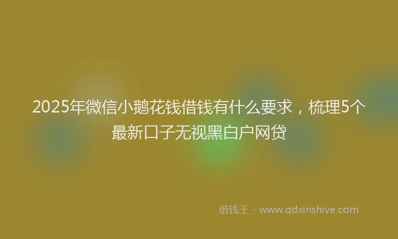 2025年微信小鹅花钱借钱有什么要求，梳理5个最新口子无视黑白户网贷