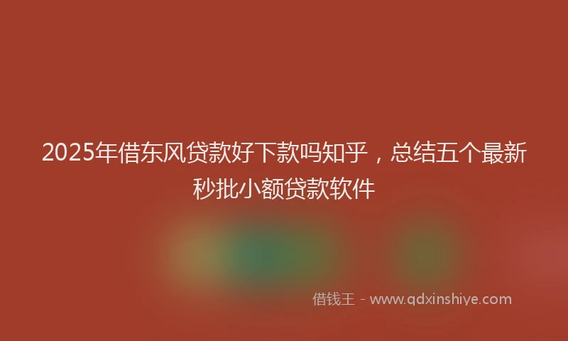2025年借东风贷款好下款吗知乎，总结五个最新秒批小额贷款软件