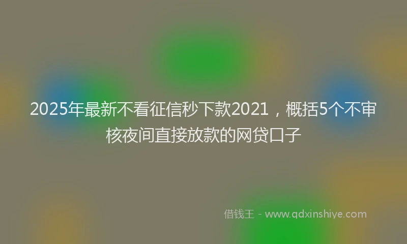 2025年最新不看征信秒下款2021，概括5个不审核夜间直接放款的网贷口子