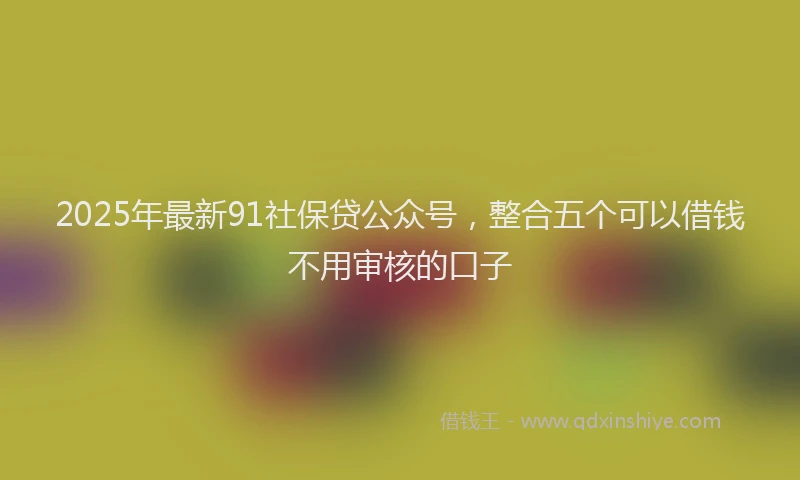 2025年最新91社保贷公众号，整合五个可以借钱不用审核的口子
