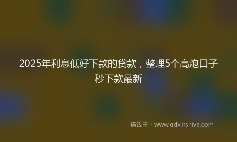 2025年利息低好下款的贷款，整理5个高炮口子秒下款最新
