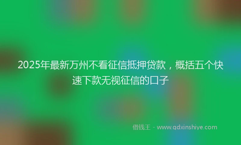 2025年最新万州不看征信抵押贷款，概括五个快速下款无视征信的口子