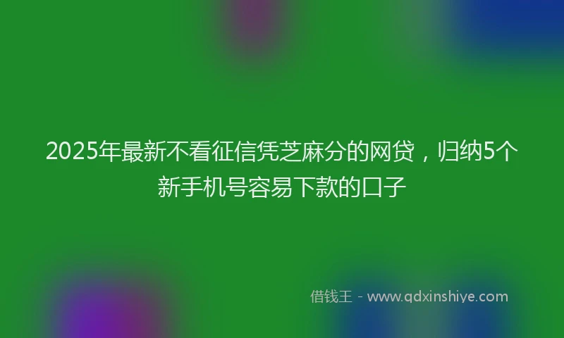 2025年最新不看征信凭芝麻分的网贷，归纳5个新手机号容易下款的口子