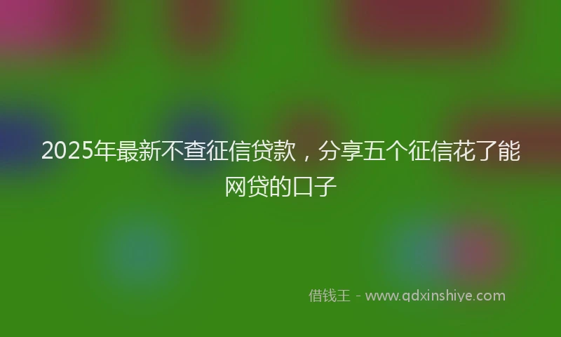 2025年最新不查征信贷款，分享五个征信花了能网贷的口子