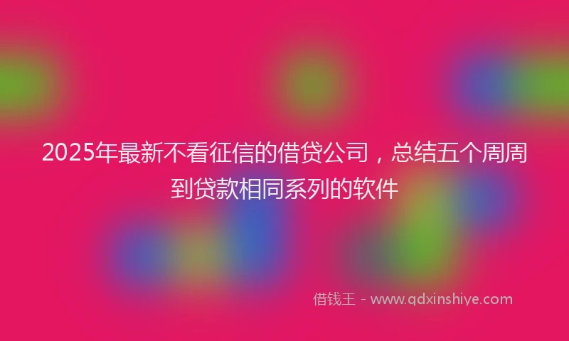 2025年最新不看征信的借贷公司，总结五个周周到贷款相同系列的软件