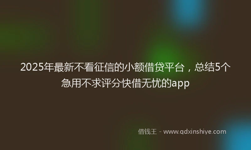 2025年最新不看征信的小额借贷平台，总结5个急用不求评分快借无忧的app
